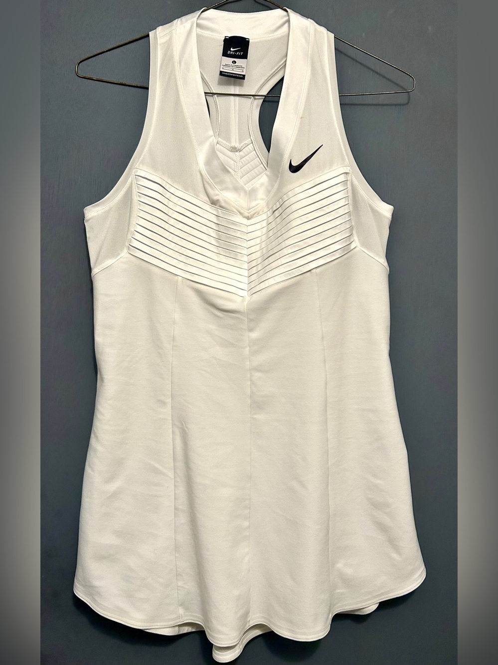 NIKE MARIA SHARAPOVA PREMIER WHITE PINTUCK FRINT BACK BODICETENNIS DRESS LARGE